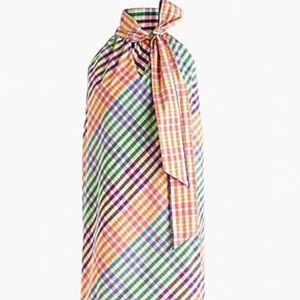 Jcrew. Tie-neck dress in rainbow gingham
